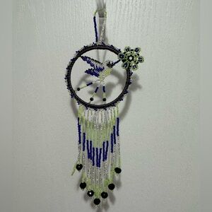 Huichol Beaded Hummingbird Dreamcatcher